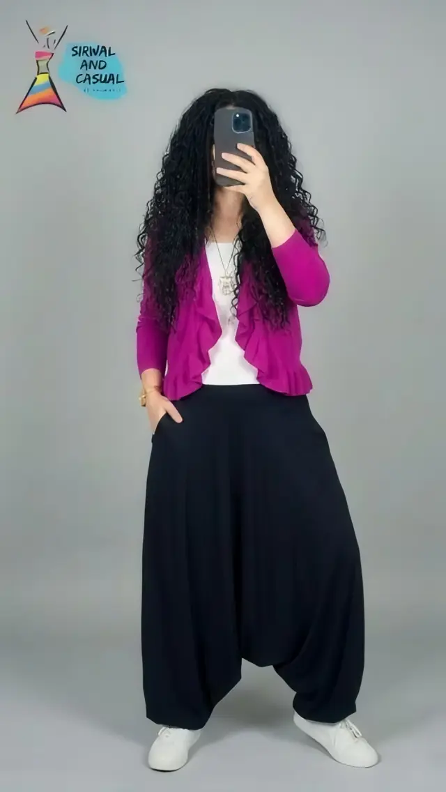 شروال حريمي واسع كريب قطن